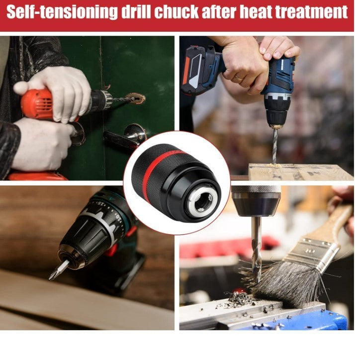 Keyless Drill Chuck, 1/2-20UNF Mount 2-13mm Hand Drill Chuck Adapter Self-Tighte