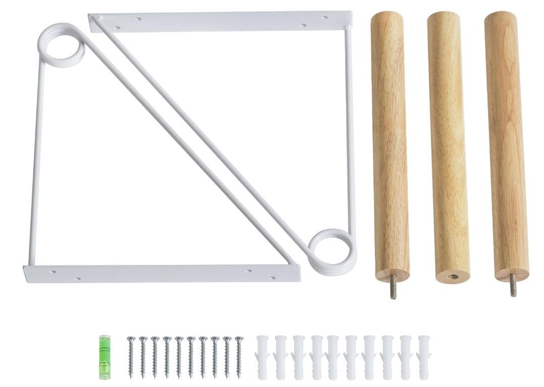 Wardrobe Rail Wall Mounted Coat Rack Wooden Clothes Rail Industrial White-199