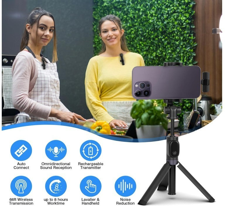 Professional Wireless Microphone for iPhone, iPad, Cordless Lavalier Lapel Omnid