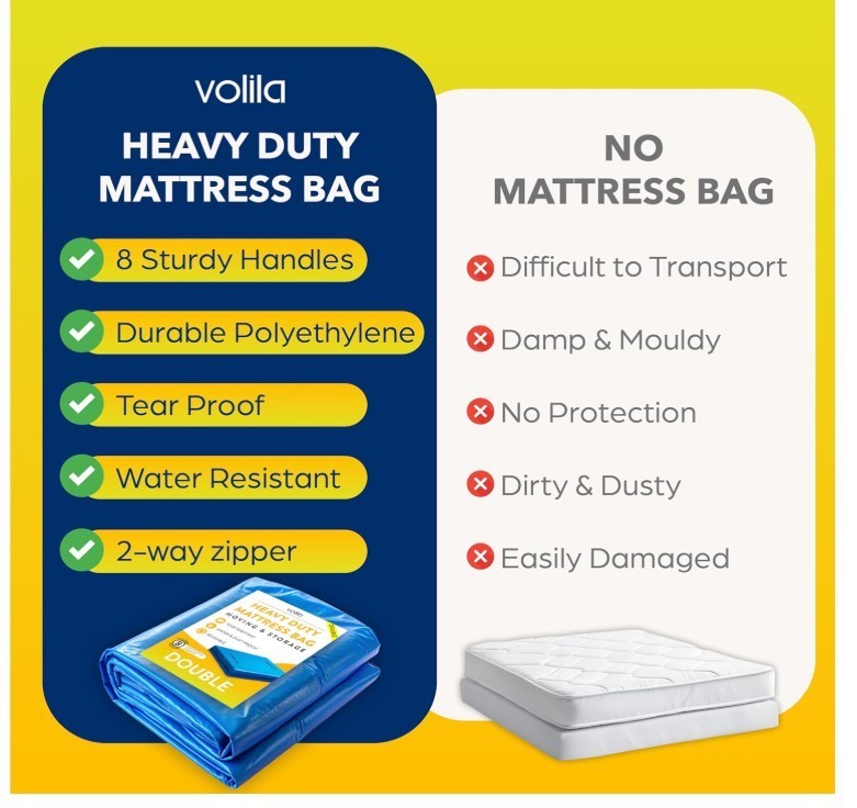 Volila Double Mattress Bag Waterproof Reusable Heavy Duty Cover 150gsm-291