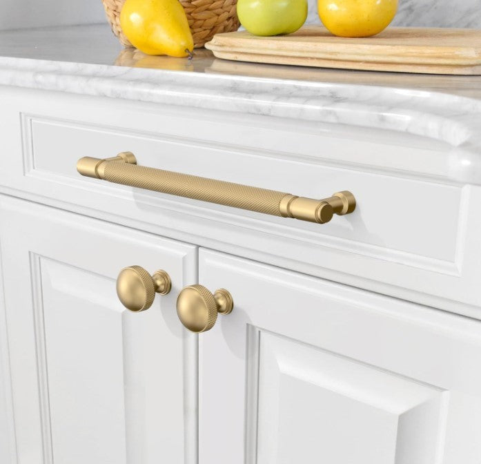10 Pack Gold knurled Cabinet Pulls 192mm Hole Center Kitchen Drawer Handles-175
