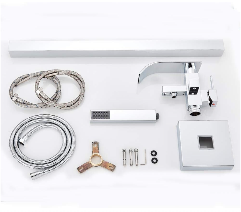 Chrome Freestanding Bath Taps Floor Mounted Bathroom Mixer Handheld Shower-105