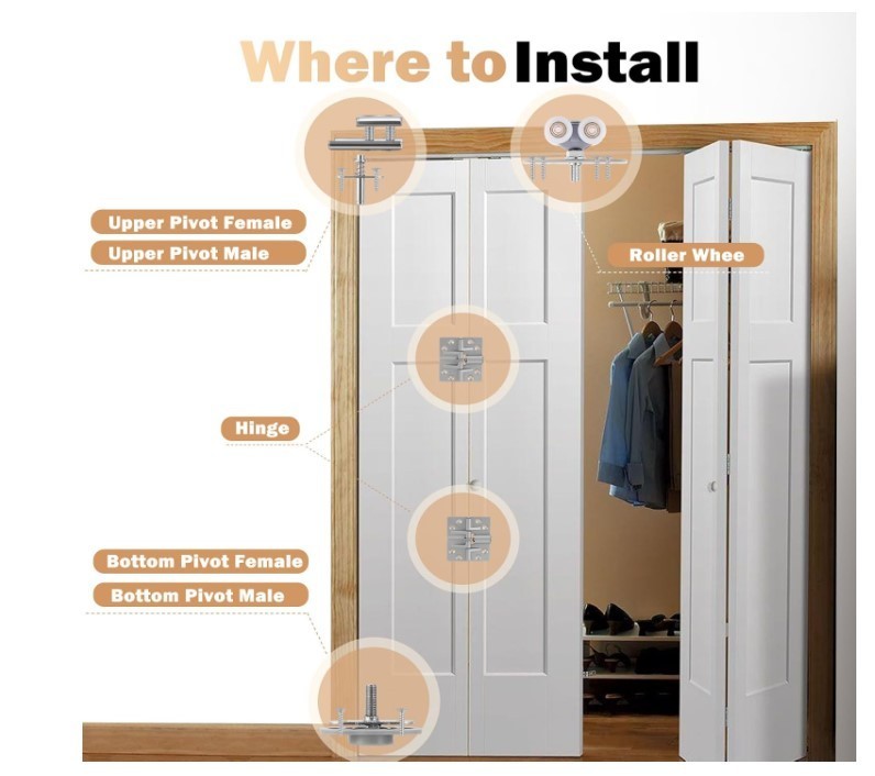 Bifold Door Hardware Kit 900mm Track Heavy Duty Folding Closet Set โ 900mm-165