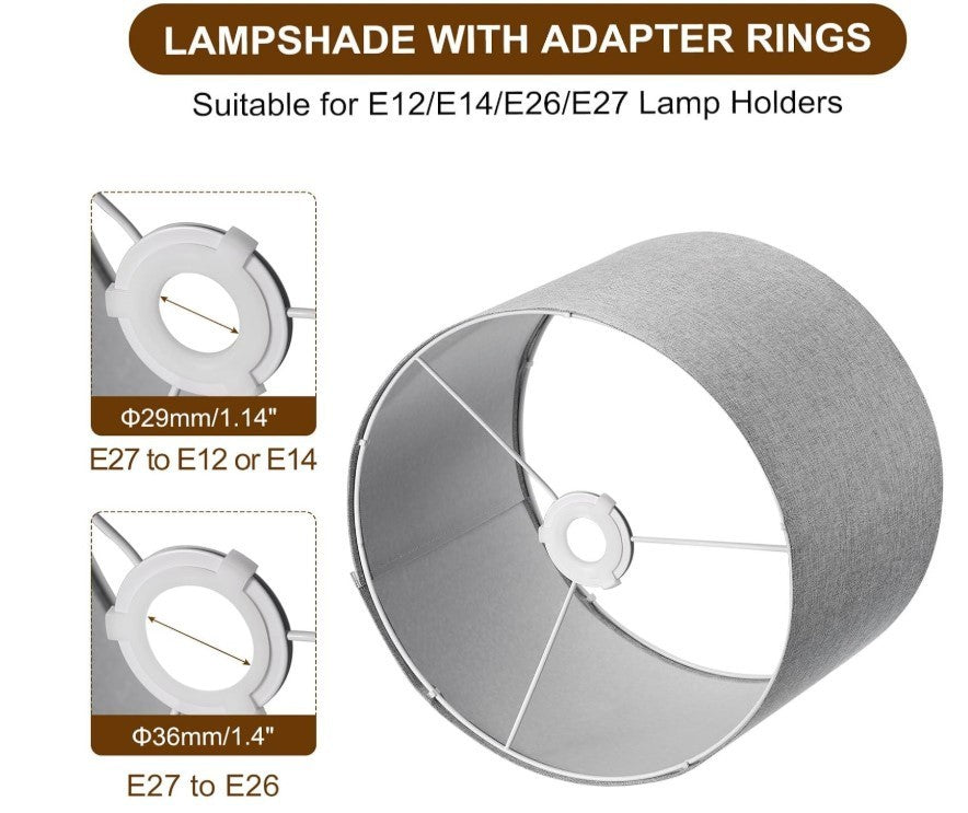 Drum Lampshades Set of 2 Linen Cream Easy Assembly Lamp Shades-293