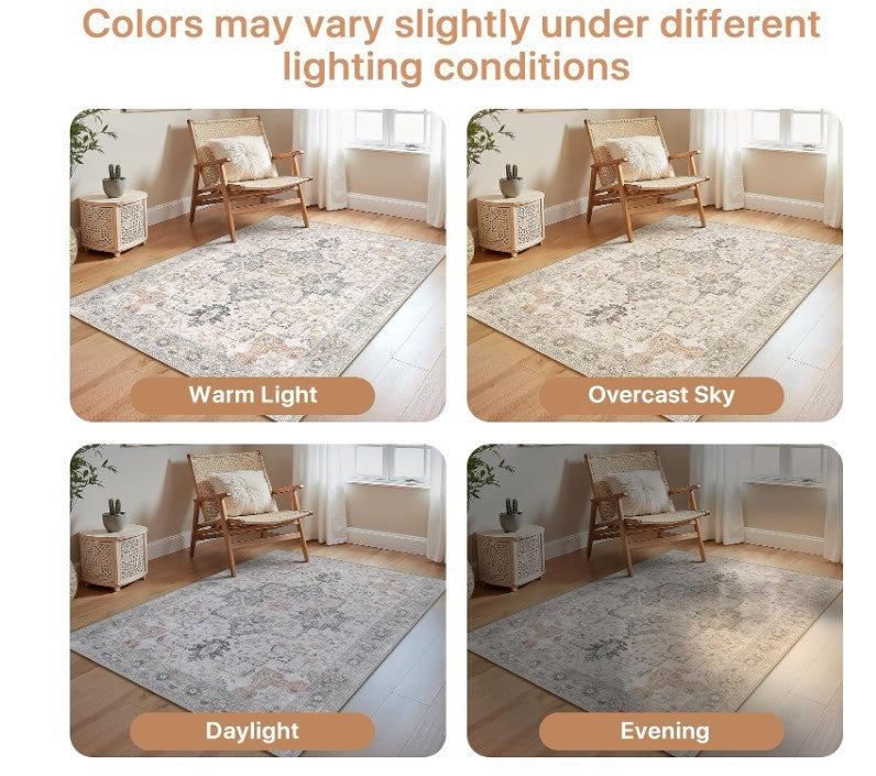 XXL Vintage Rug 200x290cm Washable Non Slip Living Room Carpet-304