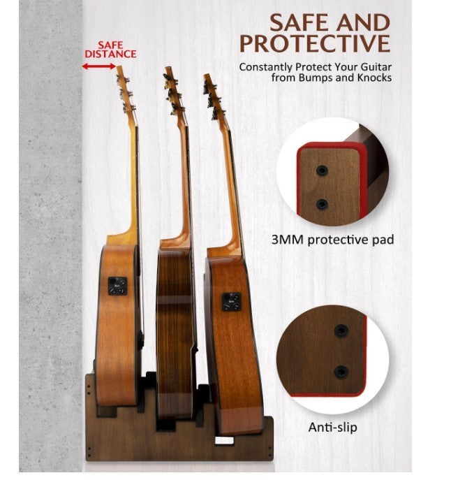 3 Guitar Stand Wooden Rack Multi Holder Acoustic Electric Bass-301