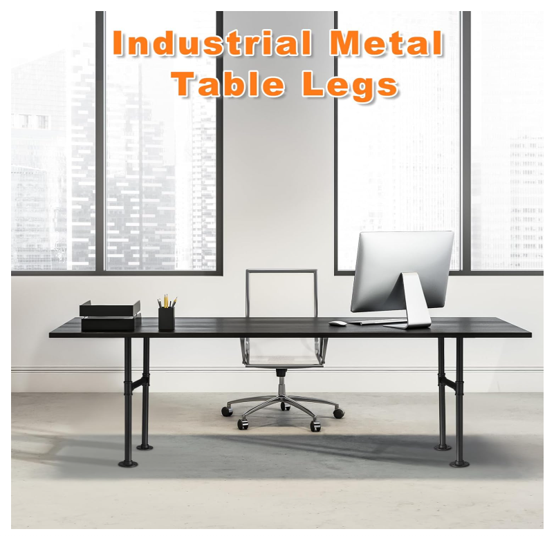 38" Metal Table Legs 2Pcs Industrial Pipe Desk Coffee Dining Table Legs Black-80