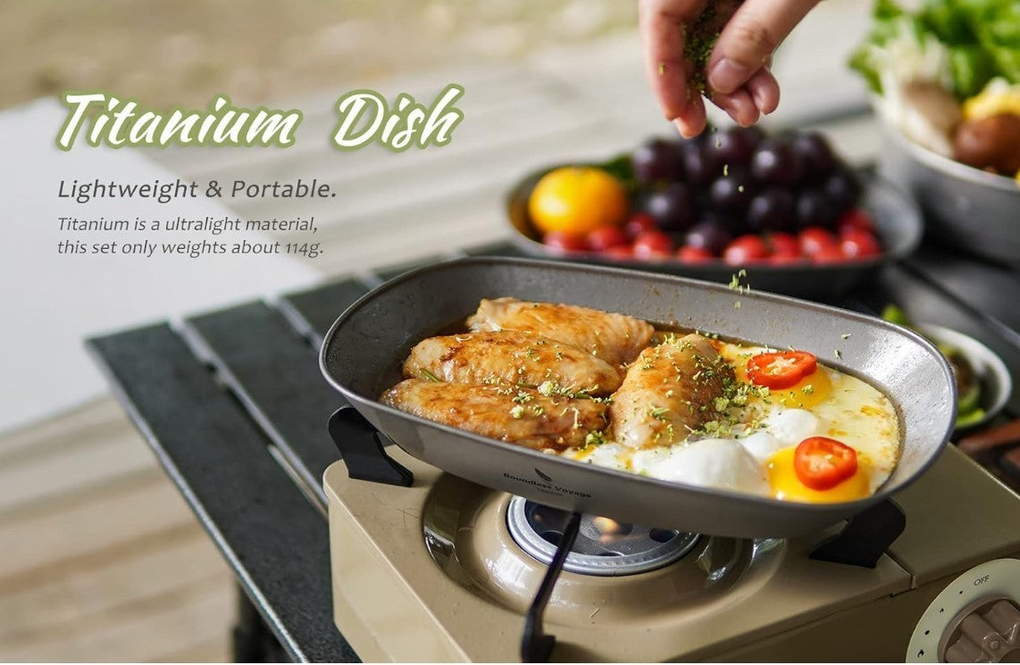 Boundless Voyage Titanium Camping Plate Ultralight Dish with Carry Bag Salad