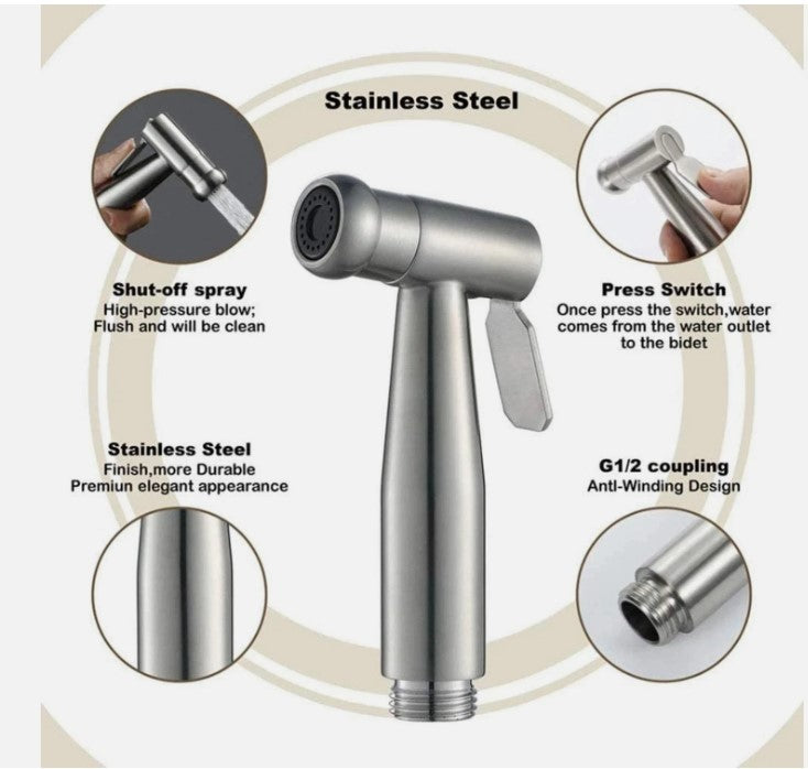 Portable Bidet Sprayer Kit Toilet Handheld Shower 3 Way Diverter TapHose Set-220