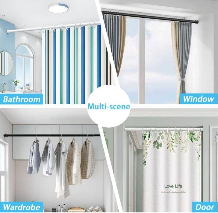 1 PC Tension Rod No Drill Shower Curtain Pole Extendable Curtain Poles-333