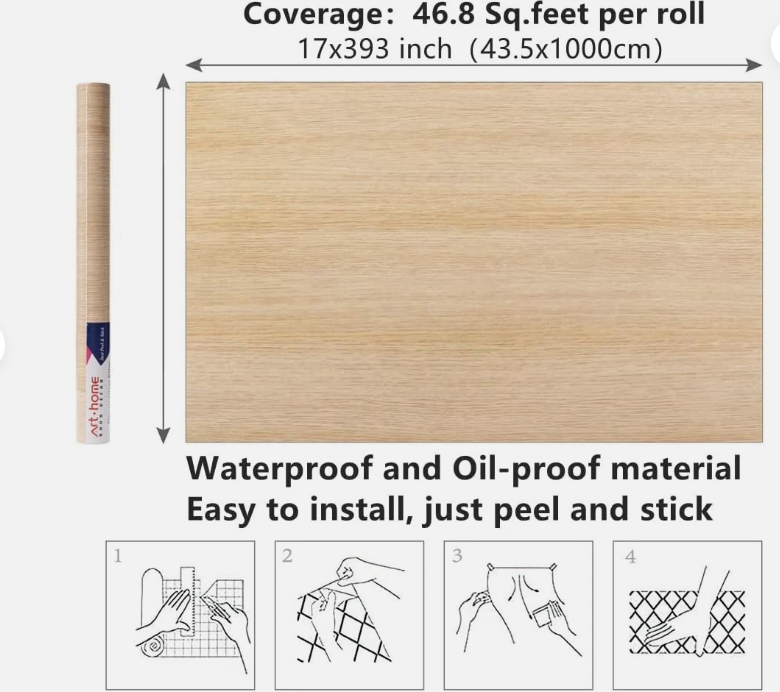 Self Adhesive Oak Wood Contact Paper 85x305cm Peel and Stick Vinyl Wallpaper-324