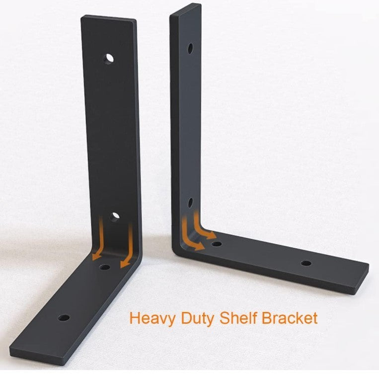 4 Pcs Shelf Brackets, 5.4mm Thicked Floating Shelf Bracket,25.5 cm Black L-217