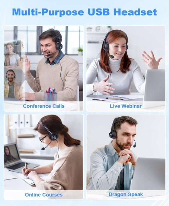 PC Headset with Microphone, Wired Headset with USB-A&C Compatible With Many-172
