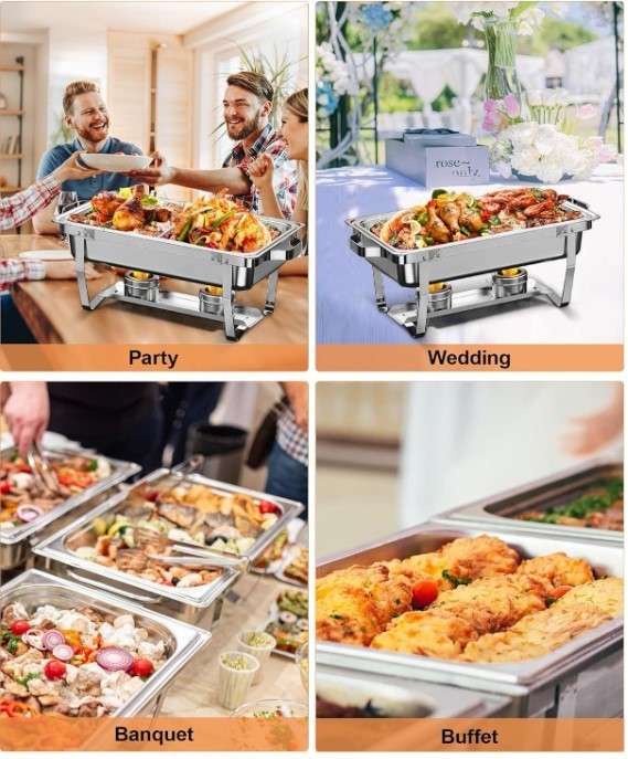 Chafing Dish Buffet Set 9L,Easy Assembly, 2 Pack Food-Grade Stainless Steel-137