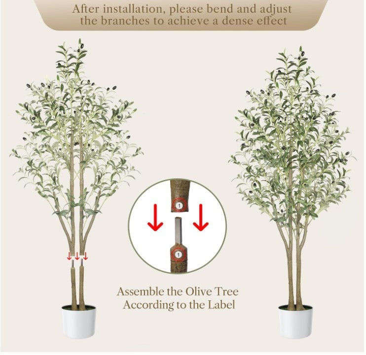 Artificial Olive Tree 5FT Faux Plant Indoor Outdoor Decor White Pot -250