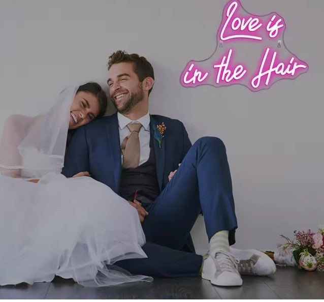 Love is in The Hair Neon Sign Wall Decor LED Light Hanging Art Neon Sign
