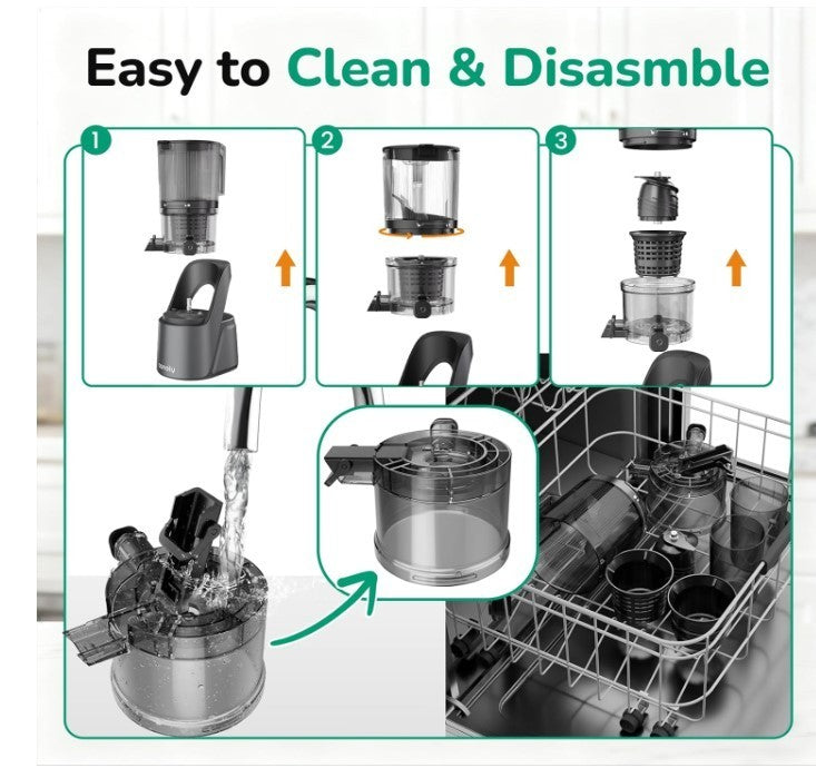 Canoly 150mm Cold Press Juicer with 3-in-1 Strainers, BPA Free โ Space Gray-269