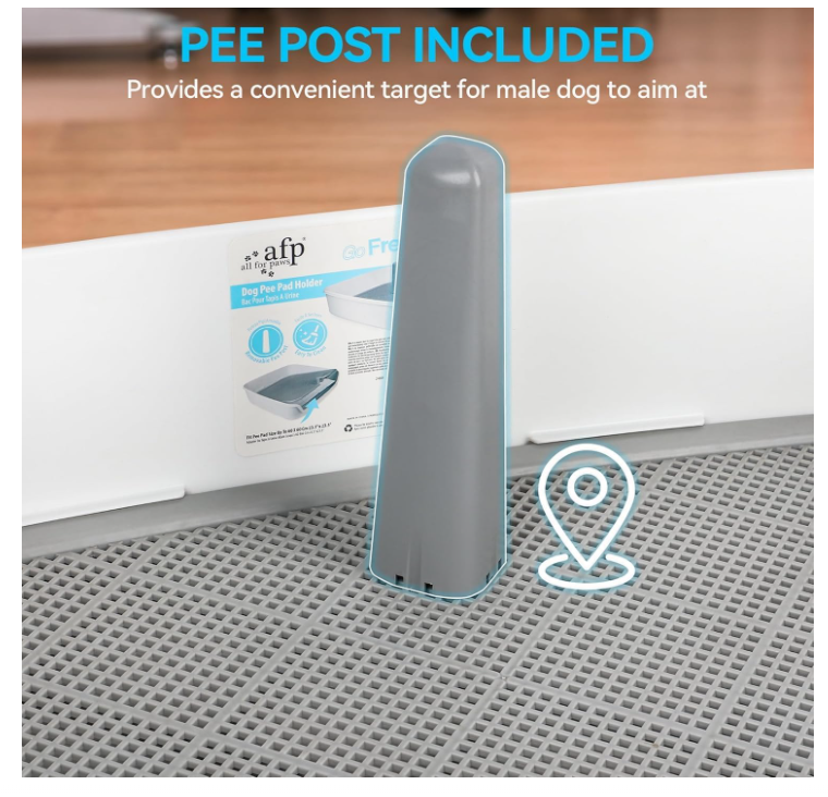 Dog Potty Tray 63x63cm Indoor Pee Pad Holder with Post Mesh Grid Training-41