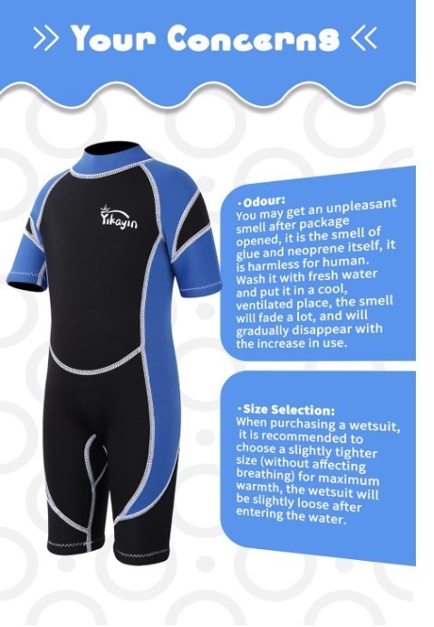 Kids 2.5mm Shorty Wetsuit – Neoprene Thermal Swimsuit for Boys & Girls with Back