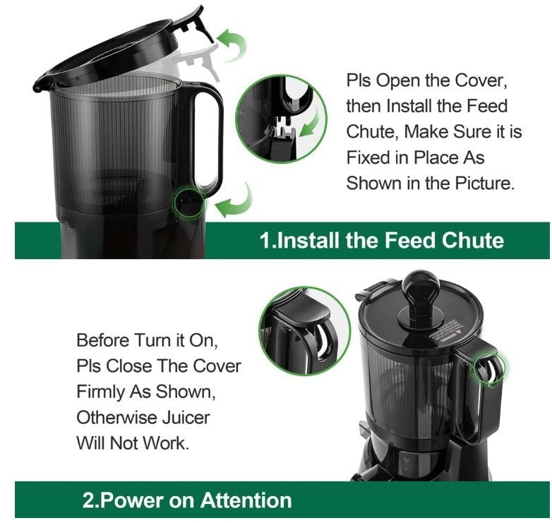 Cold Press Juicer 250W Slow Masticating 1.8L Wide Chute Whole Fruit-167