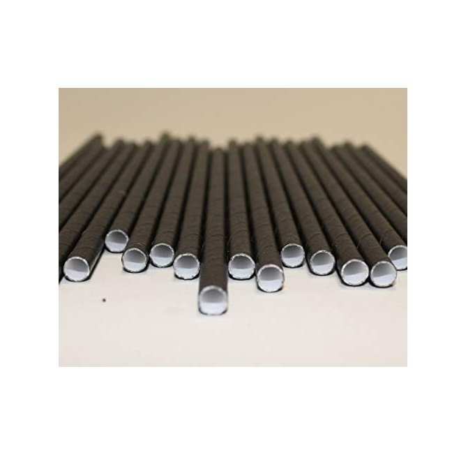 Black Paper Straws (6x200mm) Individually Wrapped for Protection 1200 a pack-101