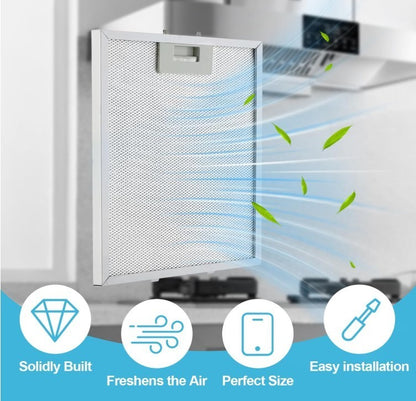2PCS Cooker Hood Filter 320x260x9mm 5 Layer Aluminium Grease Mesh Universal Silv