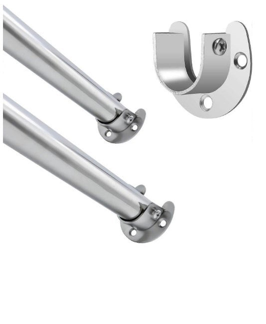 Wardrobe Rod Supports 28mm Stainless Steel Rail Brackets 4 Pcs-165