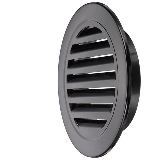 Aluminium Alloy Soffit Vent, Exterior Exhaust Louvered Vent with Mesh Black-294