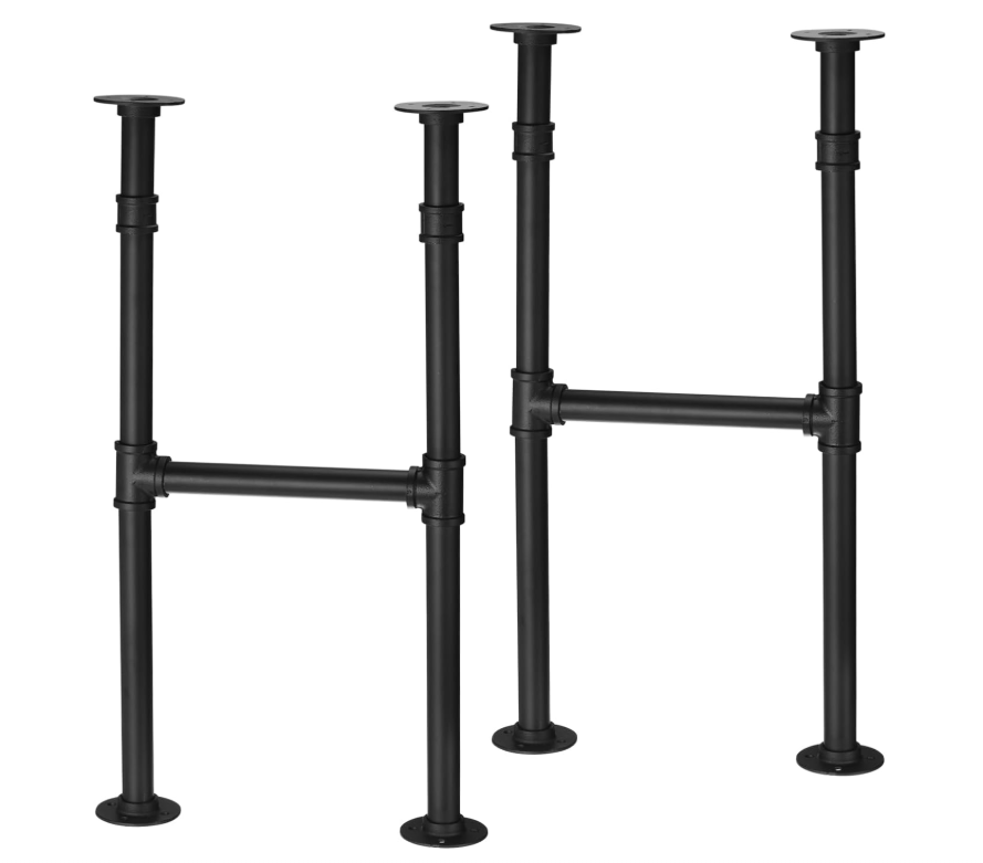 38" Metal Table Legs 2Pcs Industrial Pipe Desk Coffee Dining Table Legs Black-80