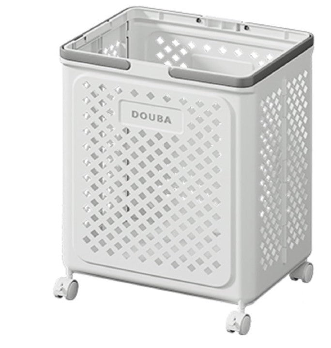50L Foldable Laundry Basket with Wheels Collapsible Clothes Hamper Grey-318