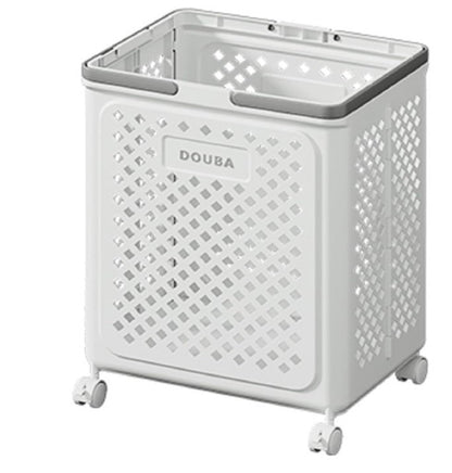 50L Foldable Laundry Basket with Wheels Collapsible Clothes Hamper Grey-318