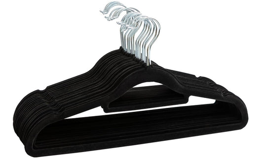 50 Non Slip Velvet Hangers Heavy Duty Felt Coat Hangers 360 Degree Swivel Black