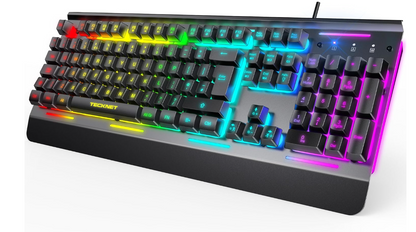 KB002 RGB GamingKeyboard 105 Key Wired Anti Ghosting Keys Metal Panel Wrist Rest