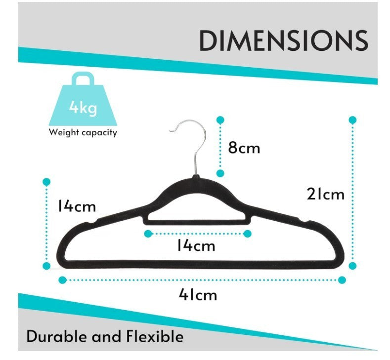 50 Non Slip Velvet Hangers Heavy Duty Felt Coat Hangers 360 Degree Swivel Black