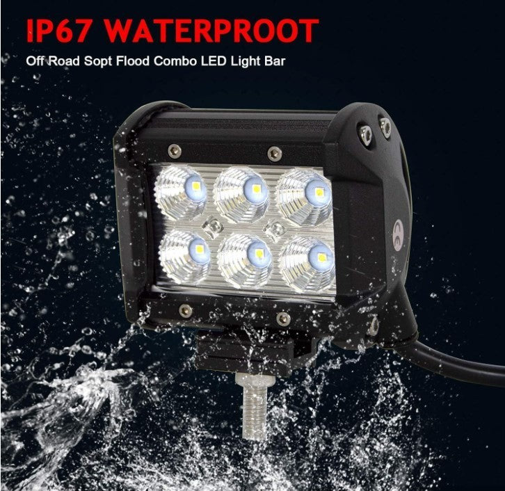 2Pcs Led Work Light Bar,4 inch 18W Night Flood Beam, 12-24V Driving Fog Lamp-216