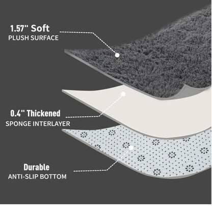 Large Shaggy Rug 240x300cm Washable Anti Slip Soft Living Room Carpet Grey-322