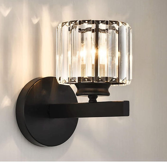 Retro Crystal Wall Light Living Room E27 Modern Black Wall Lamp Hardwired-219