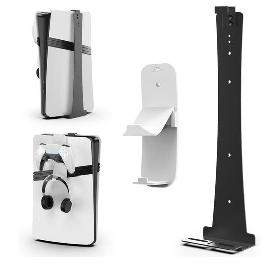 PS5 Wall Mount Bracket Steel Controller Holder Headphone Hook Black-180