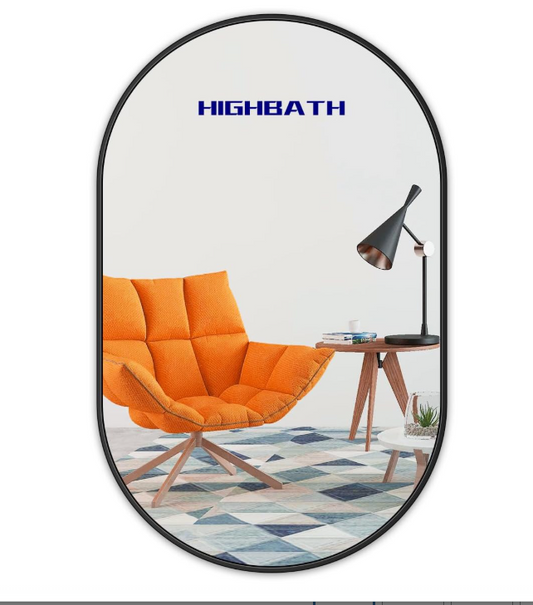 Oval Wall Mirror,50x70 cm Metal Framed Oval Mirrors,Large Bathroom Mirrors-30