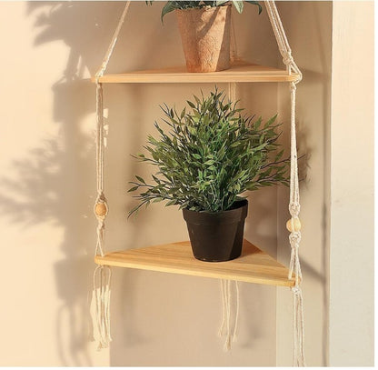 3 Tier Hanging Corner Shelf White Floating Shelves Wall Hanging -223