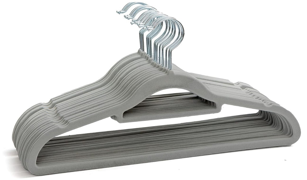 50 Pack Velvet Hangers Non Slip Heavy Duty Clothes Hangers Grey Slim