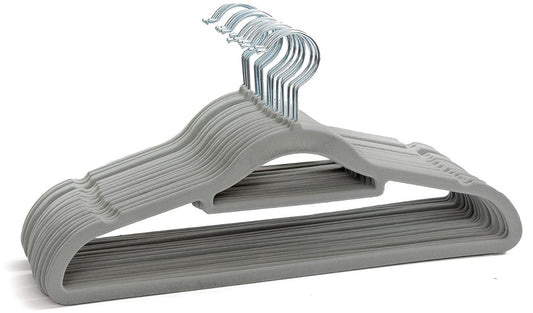 50 Pack Velvet Hangers Non Slip Heavy Duty Clothes Hangers Grey Slim
