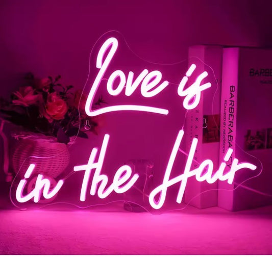 Love is in The Hair Neon Sign Wall Decor LED Light Hanging Art Neon Sign
