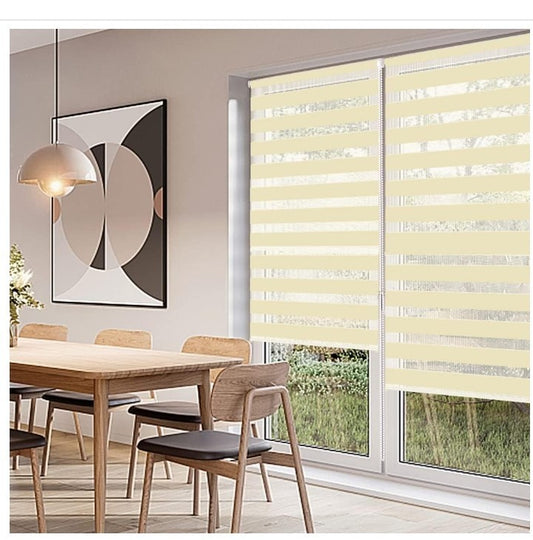 Zebra Roller Blind 95x230cm Day Night Dual Layer Privacy Beige Window Blind-317