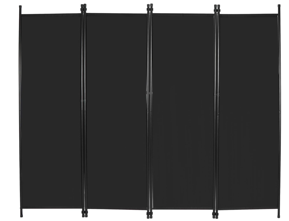 4 Panel Room Divider 80x68 In Folding Privacy Screen Portable Partition Black-79
