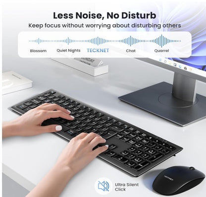 Wireless Keyboard,Rechargeable 2.4GHz Silent Keyboard,Scissor Keys Comfort,KB014