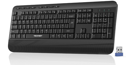 Wireless Keyboard with Wrist Rest,Full-size Cordless Keyboards Silent, KB040