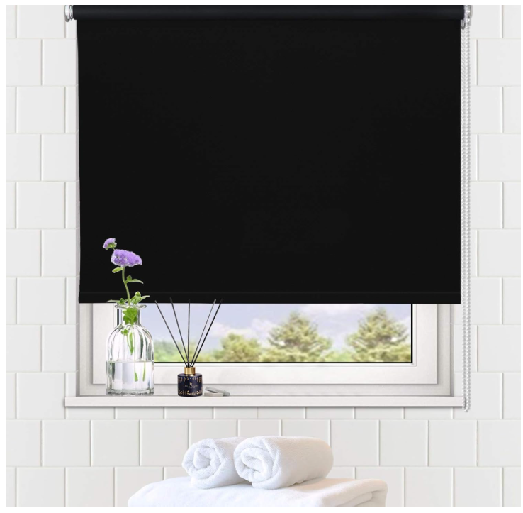 100% Blackout Roller Blind 109x183cm Waterproof Thermal UV Window Shade Black-19