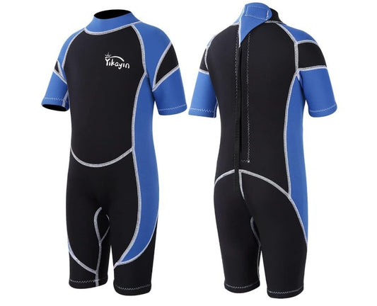 Kids 2.5mm Shorty Wetsuit – Neoprene Thermal Swimsuit for Boys & Girls with Back