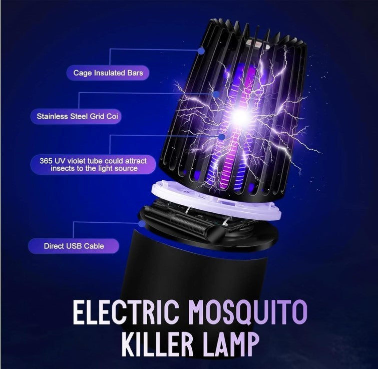 Electric Fly Zapper USB Rechargeable 2in1 Bug Zapper UV Light Indoor Outdoor-121